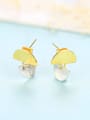 thumb 925 Sterling Silver With Glossy  Simplistic asymmetry Irregular Stud Earrings 3