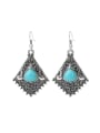 thumb Retro style Antique Silver Plated Turquoise stone Alloy Drop Earrings 0