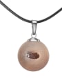 thumb Fashion Round Shaped Carnelian Stone Artificial Leather Necklace 2