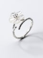 thumb Fresh Flower Shaped S925 Silver Shell Open Design Ring 0