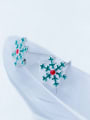 thumb 925 Sterling Silver With Platinum Plated Cute Snowflake Stud Earrings 1