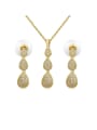 thumb Copper With Cubic Zirconia  Delicate Water Drop Earrings And Necklaces 2 Piece Jewelry Set 2