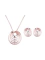thumb Alloy Rose Gold Plated Fashion Rhinestones Hollow Two Pieces Jewelry Set 0