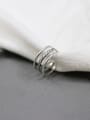 thumb Simple Three-band Antique Silver Plated Opening Ring 1