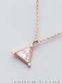 thumb S925 Silver Necklace Pendant wind fashion Diamond Diamond Pendant temperament geometric collar chain D4323 4