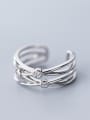 thumb 925 Sterling Silver With Platinum Plated Fashion Irregular free size Rings 3