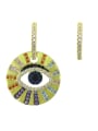 thumb Copper With Gold Plated Classic Asymmetry  Evil Eye Cluster Earrings 0