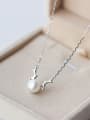 thumb S925 Silver Elk Natural Freshwater Pearl Collarbone Necklace Christmas ' Gift 2