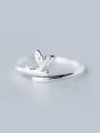 thumb All-match Open Design Leaf Shaped S925 Silver Ring 0