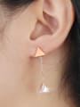 thumb Temperament Triangle Shaped Zircon Titanium Drop Earrings 2