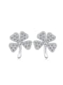 thumb Leaves-shape Micro Pave Zircons Stud Earrings 0