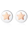 thumb 925 Sterling Silver With Two-color plating Simplistic Round  Cute stars Stud Earrings 0