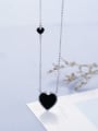 thumb Simple Black Heart shaped Carnelian 925 Silver Necklace 2