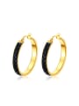 thumb Exquisite Gold Plated Artificial Leather Titanium Clip Earrings 0