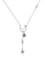 thumb Simple Little Star Moon austrian Crystal Pendant Alloy Necklace 2