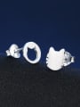 thumb Simple Asymmetrical Kitten 925 Sterling Silver Stud Earrings 0
