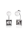thumb Creative Square Shaped Artificial Pearl Alloy Drop Earrings 3