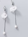 thumb White Petal Dance Girl Pearl Pendant 925 Silver Earrings 0