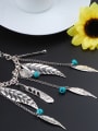 thumb Bohemia style Turquoise stones Leaves Tassels Alloy Necklace 1