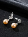 thumb Sterling silver micro-set 3A zircon 8-9mm natural pearl earrings 1