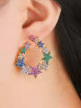 thumb Copper With Cubic Zirconia Trendy Star Cluster Earrings 1
