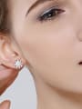thumb Elegant Little Flower Imitation Pearl Copper Stud Earrings 1