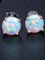 thumb S925 Silver Opal White Plated Stud Earrings 1
