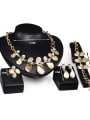 thumb Alloy Imitation-gold Plated Fashion Rhinestones Leaves-shaped Four Pieces Jewelry Set 2