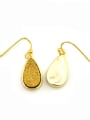 thumb Gold Plated Water Drop shaped Agate Stone Earrings 1