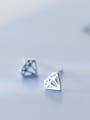 thumb All-match Hollow Diamond Shaped S925 Silver Stud Earrings 2