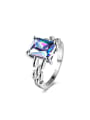 thumb Delicate Colorful Square Shaped Glass Stone Ring 0