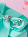 thumb S925 Tremella nail Mori sweet female diamond love Rubik's cube short ear E3003 cuff earring 3
