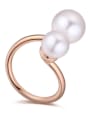 thumb Personalized Two Imitation Pearls Alloy Ring 4