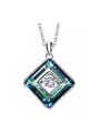 thumb Fashion austrian Crystals Rotational Zircon Square Pendant 925 Silver Necklace 0