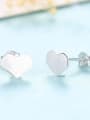 thumb 925 Sterling Silver With Platinum Plated Simplistic Heart Stud Earrings 2