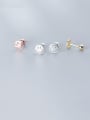 thumb 925 Sterling Silver With Gold Plated Simplistic Face Stud Earrings 1