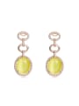 thumb Fashion Yellow Opal Stone Cubic Zirconias 925 Silver Stud Earrings 0