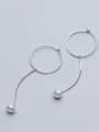 thumb 925 Sterling Silver With Platinum Plated Simplistic Chain Threader Earrings 2