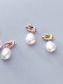 thumb 925 Sterling Silver With 18k Gold Plated Delicate Baroque Artificial  pearl Stud Earrings 0
