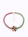 thumb Colorful Knitting Flower Alloy Necklace 0