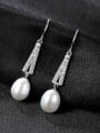 thumb Sterling silver natural freshwater pearls micro-set 3A zircon earrings 2