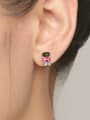 thumb Colorful Natural Stones Oval-shape Stud Earrings 1