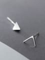 thumb 925 Sterling Silver With Platinum Plated Simplistic  Asymmetry Triangle Stud Earrings 1
