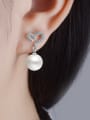 thumb Fashion Imitation Pearl Shiny Zirconias Heart Stud Earrings 1