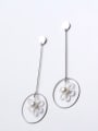 thumb Temperament Flower Shaped S925 Silver Pearl Drop Earrings 0