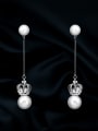 thumb Copper With  Artificial Pearl  Simplistic Crown Threader Earrings 0