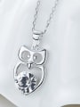thumb Simple Cubic austrian Crystal Little Owl Pendant 925 Silver Necklace 2