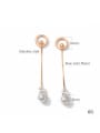 thumb Stainless Steel With Rose Gold Plated Simplistic Round tassels Stud Earrings 1