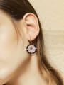 thumb Fashion Cubic Zirconias Black Ceramics Flowery 925 Silver Earrings 1