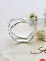 thumb Creative Double Lines Smooth Silver Opening Ring 1